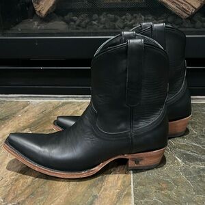 Lane EMMA JANE Womens Cowboy Boots Sz 8.5 Western Black Leather Short Ankle